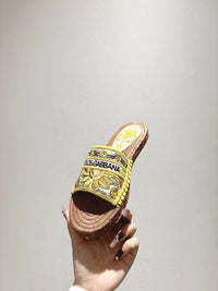 Maiolica Print Espadrille Sliders