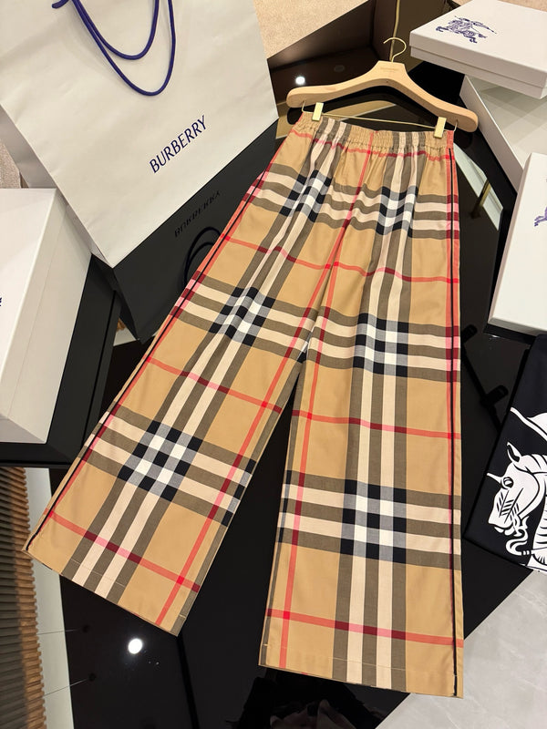 Beige Check Trousers