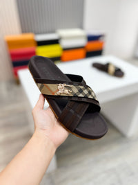 Vintage Check Cross Strap Slides