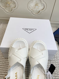Leather Crossover Platform Sandals