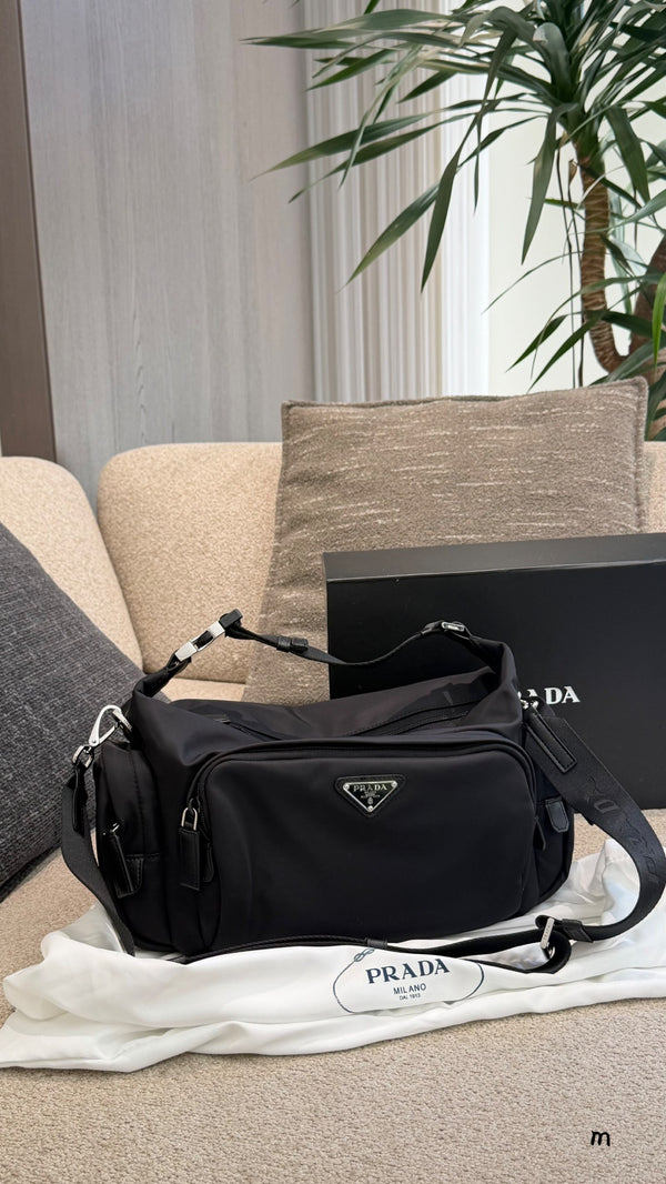 Re-Nylon and Saffiano Leather Shoulder Bag