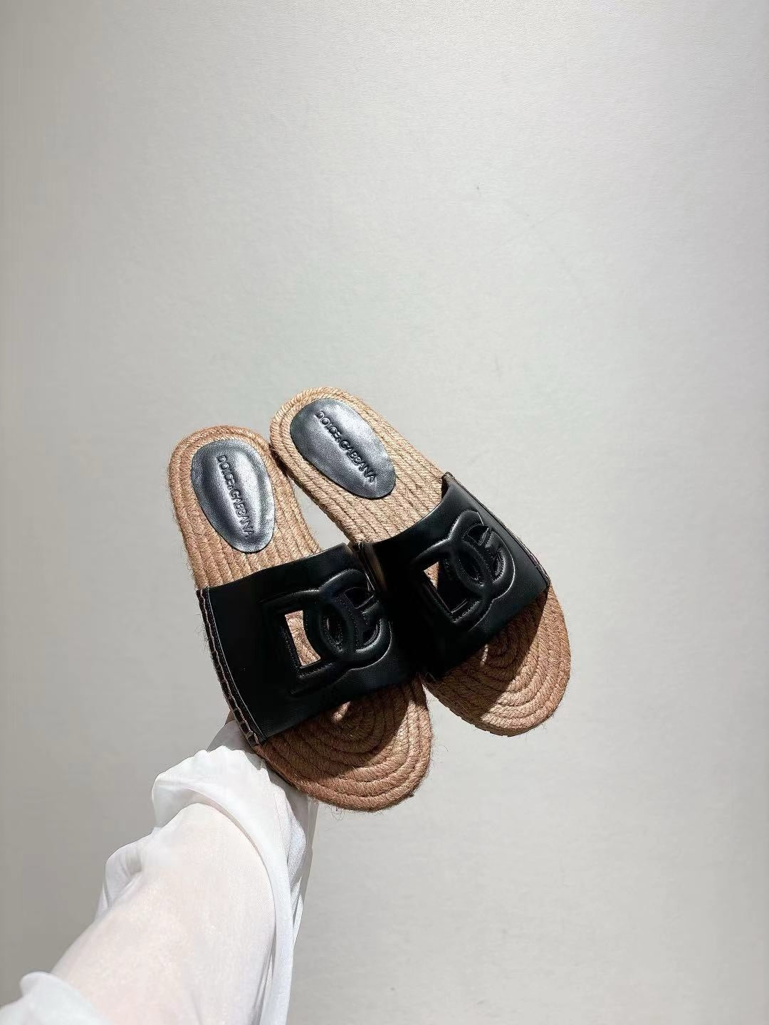 Nappa Leather Espadrille Sliders