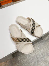 Vintage Check Cross Strap Slides