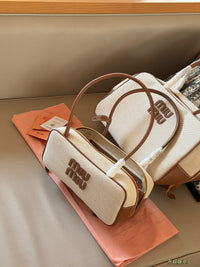 Canvas Leather Beau Top Handle Bag