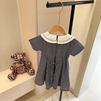 Knit Cardigan & Check Dress Set