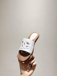 Nappa Leather Espadrille Sliders