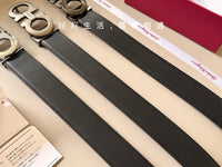 Double Gancini Reversible Leather Belt