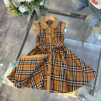 Vintage Check Sleeveless Shirt Dress