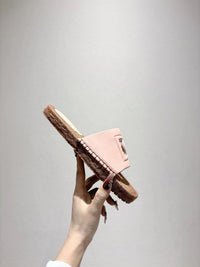 Nappa Leather Espadrille Sliders