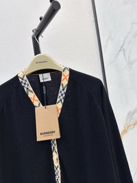 Check Trim Wool Cardigan