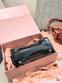 Shiny Leather Top Handle Bag