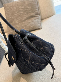 Denim Quilted Flap Shoulder Bag