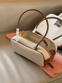 Canvas Leather Beau Top Handle Bag