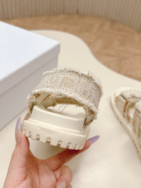 Frayed Tweed Platform Sandals