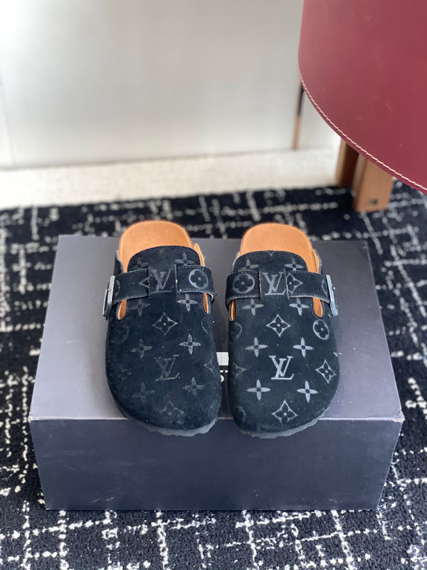 Monogram Suede Clogs