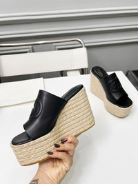 Leather Espadrille Wedges