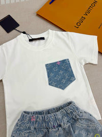 Monogram Denim Shorts Set