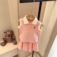 Pink Polo & Skirt Set