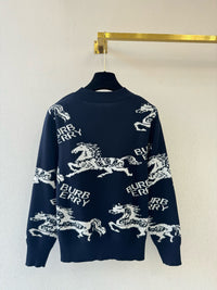 Equestrian Knight Jacquard Wool Cardigan
