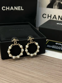 Pearl Crystal Hoop Earrings