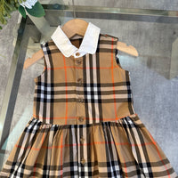 Vintage Check Sleeveless Collared Dress
