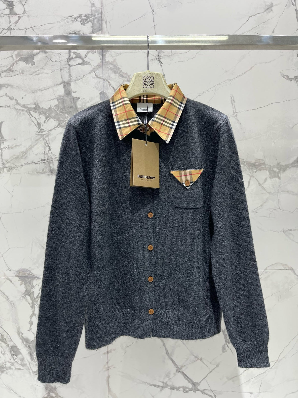Vintage Check Collar Cardigan