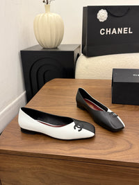 Two-Tone Leather Ballerina Flats