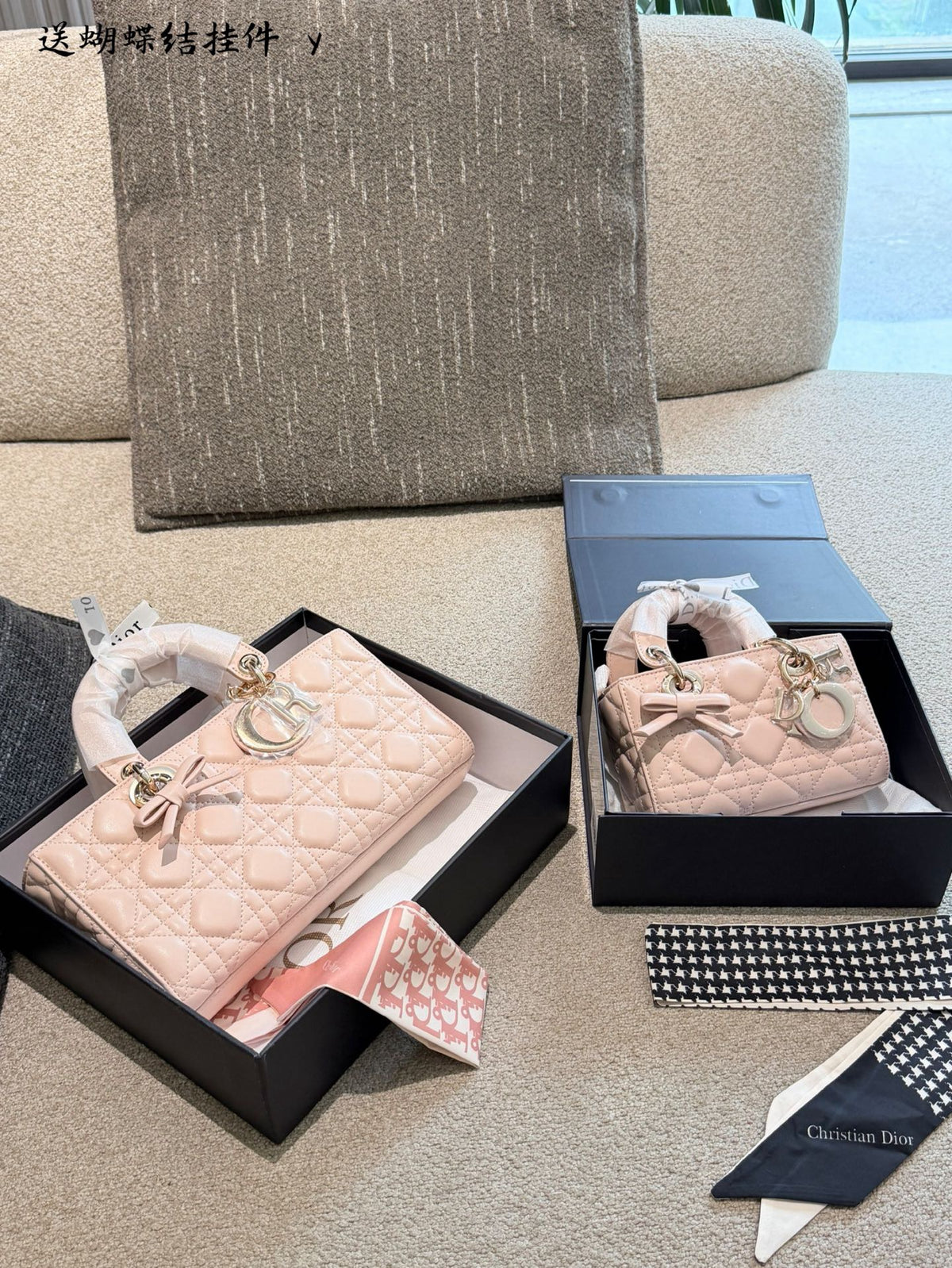 Lady Mini Bag in Cannage Lambskin Leather