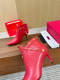 Rockstud Leather Ankle Boots
