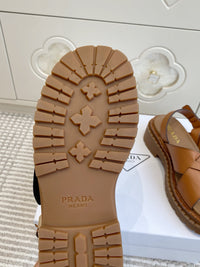 Leather Crossover Platform Sandals