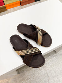 Vintage Check Cross Strap Slides