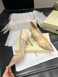 Love Embellished Mesh Pumps