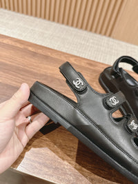 Lambskin Crystal Velcro Dad Sandals