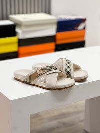 Vintage Check Cross Strap Slides