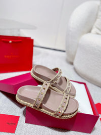 Garavani Rockstud Rope Flat Sandals