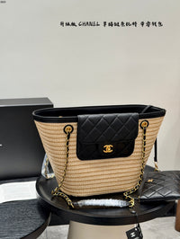 Straw Raffia Chain Tote Bag