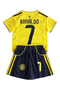Ronaldo #7 Yellow & Black Kids Soccer Jersey Set