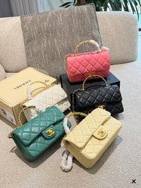 Mini Top Handle Flap Bag Lambskin