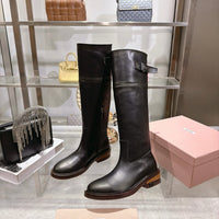 Leather Knee High Riding Boots