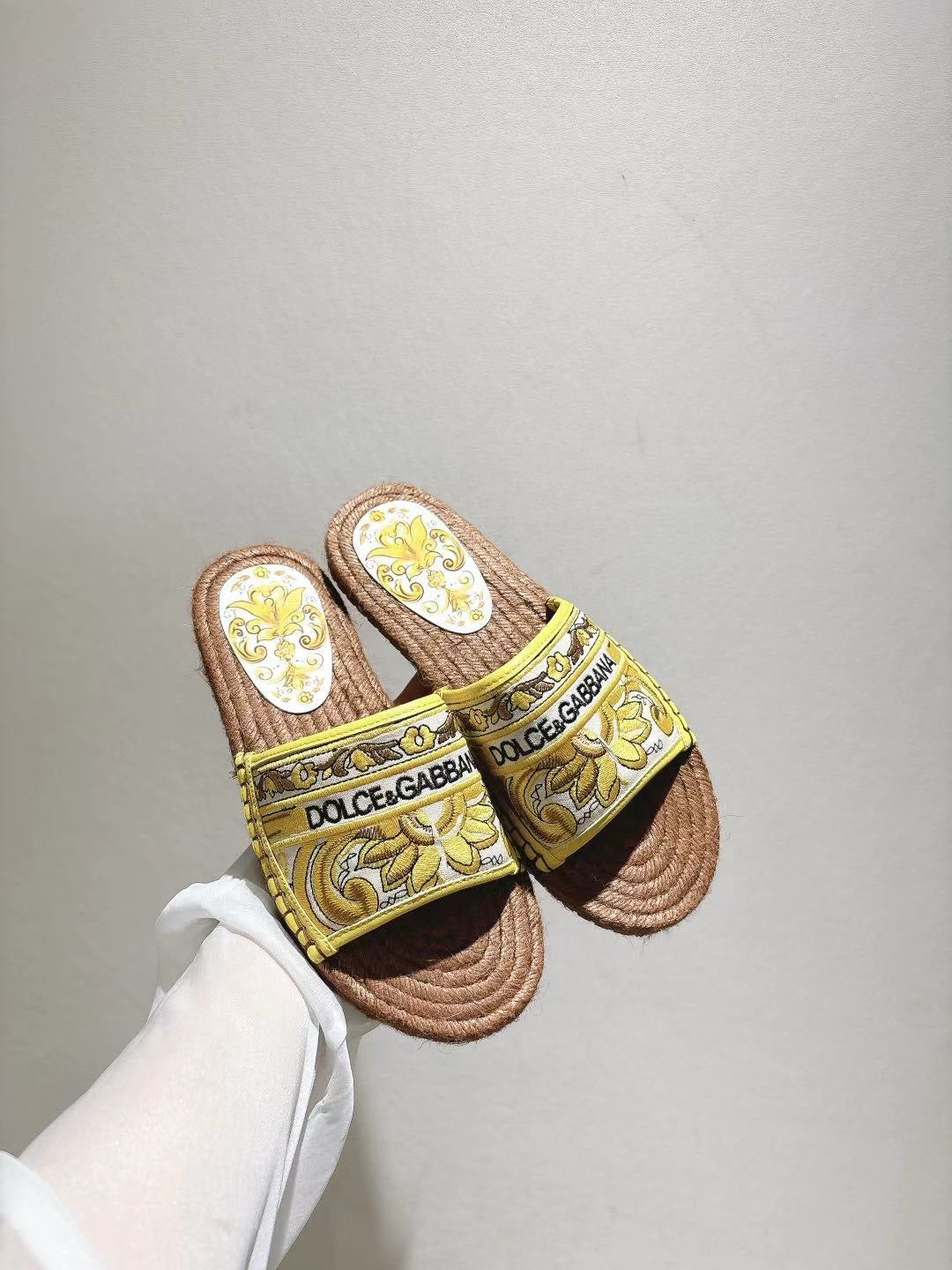 Maiolica Print Espadrille Sliders