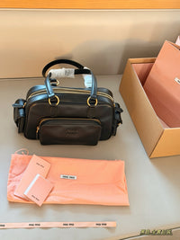 Nappa Leather Pocket Top-Handle Bag