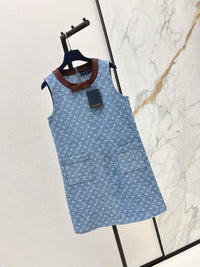 Monogram Denim Sleeveless Shift Dress