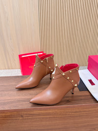 Rockstud Leather Ankle Boots