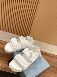 Logo-Plaque Crochet Sandals
