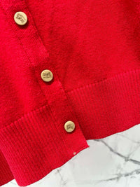 Vintage Check Cuff Wool Cardigan
