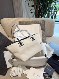 26M Shopping Bag Ecru Canvas & Calfskin