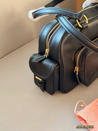 Nappa Leather Pocket Top-Handle Bag