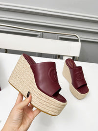 Leather Espadrille Wedges