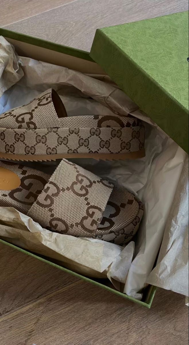 Angelina Monogram Canvas Flatform Sandals