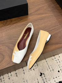 Two-Tone Leather Ballerina Flats